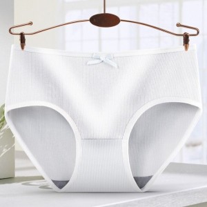 Women Simple Comfortable Panties Underwear Mid Waist White