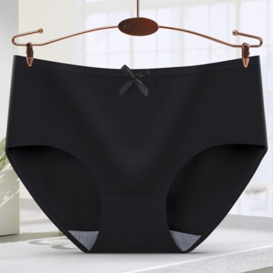 Women Simple Comfortable Panties Underwear Mid Waist Black