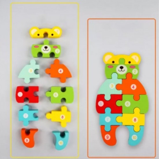 Wooden 3D Puzzles Children Game Toys - Multicolor