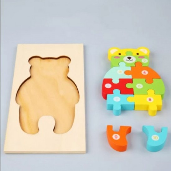 Wooden 3D Puzzles Children Game Toys - Multicolor