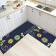 2Pcs Kitchen And Bathroom Non-Slip  Floor Mat 40x120 And 40x60 - Black