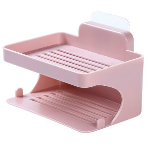 Double-layer Soap Rack Traceless Viscose Bathroom - Solid Pink Double-layer Soap Rack Traceless Viscose Bathroom - Solid Pink
