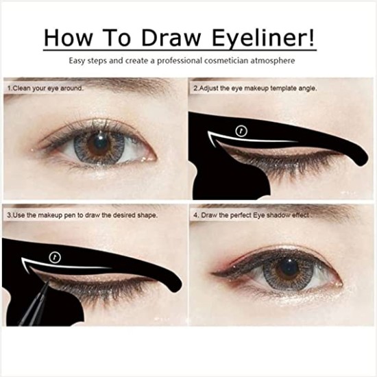  Cat Eyeliner Guides Easy Quick Makeup Tool - Black