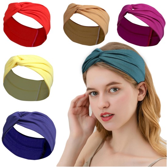 Hair Bands for Girls Cross Turban Plain For Yoga Workout - Dark Green Hair Bands for Girls Cross Turban Plain For Yoga Workout - Dark Green