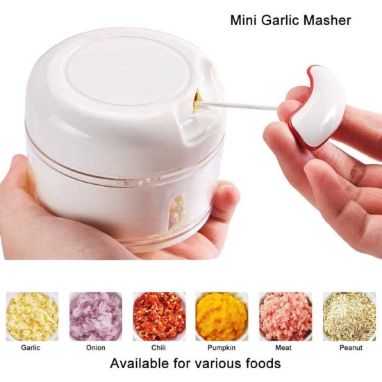 Manual Chilly Nuts Meat Garlic Onion Ginger Chopper  - White