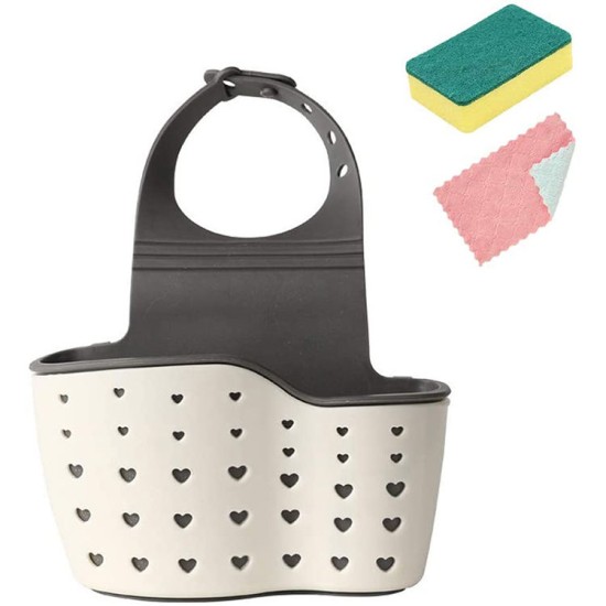 Sink Shelf Soap Sponge Drain Rack Silicone Storage Bag - Light Green