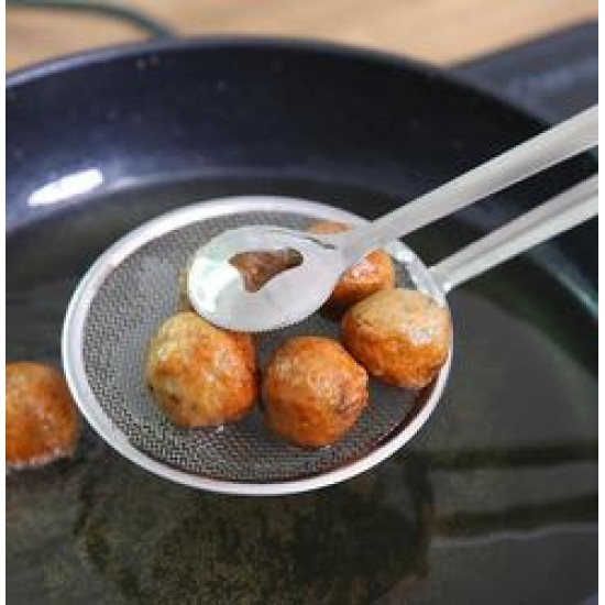 Tongs For Fry Tool 2 In 1 Kitchen Cooking - Silver Tongs For Fry Tool 2 In 1 Kitchen Cooking - Silver