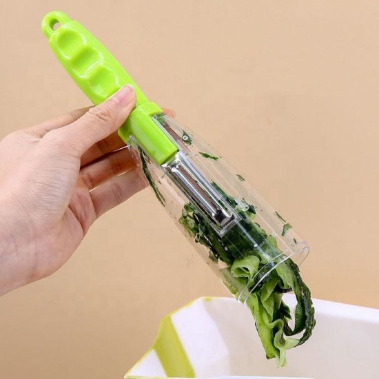 Multi Functional cutter With Storage Tube Peeler - green Multi Functional cutter With Storage Tube Peeler - green