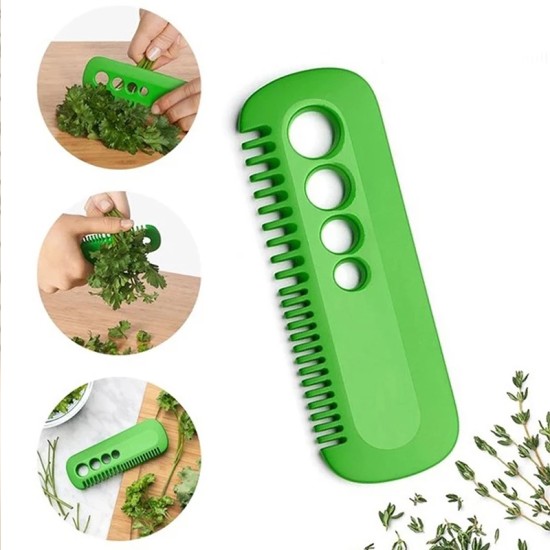 Multi Functional Herb Cutter Stripper Kitchen Tool - Green Multi Functional Herb Cutter Stripper Kitchen Tool - Green
