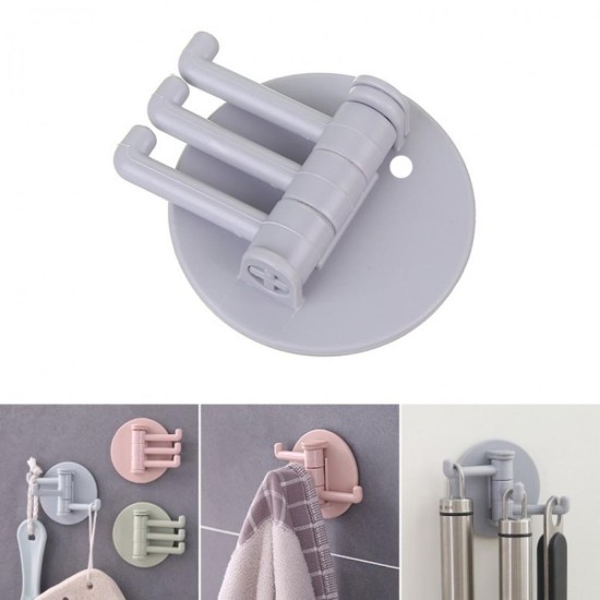 Multi Functional  3 Branch Rotating Wall Hook - light Gray