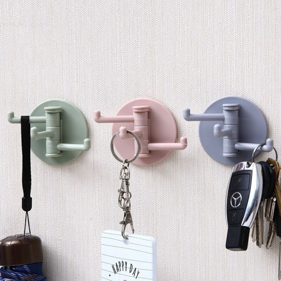 Multi Functional  3 Branch Rotating Wall Hook - light Gray