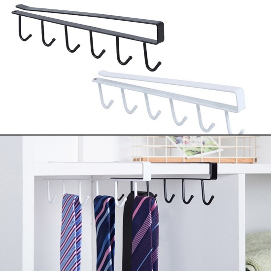 Iron Kitchen Storage Racks Holders 6 Hooks Single Row Hanger - black