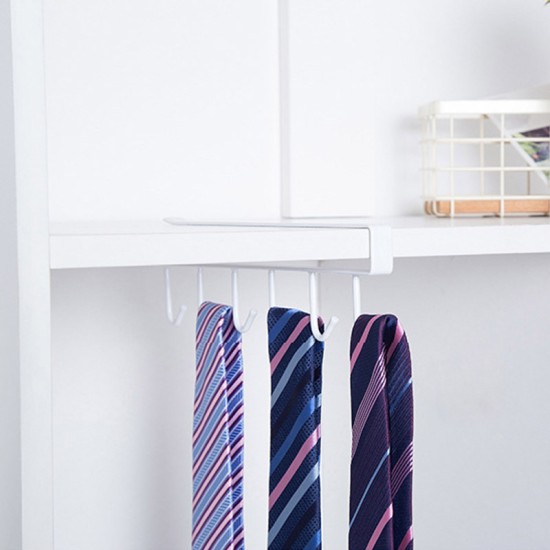 Iron Kitchen Storage Racks Holders 6 Hooks Single Row Hanger - black