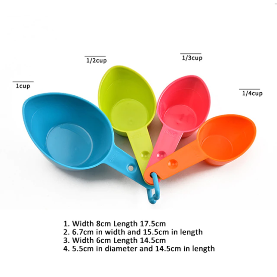 4 PCS Measure Tools Measuring Cups Plastic Home Kitchen - Multi Colour 4 PCS Measure Tools Measuring Cups Plastic Home Kitchen - Multi Colour