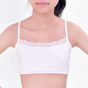 Young School Girl Cute Training Cotton Bra - White