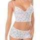 Two Piece Lingerie Set Women Lace See-Through - White Two Piece Lingerie Set Women Lace See-Through - White
