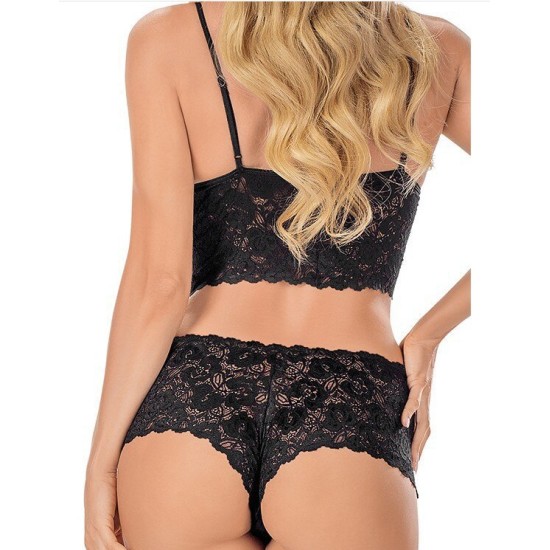 Two Piece Lingerie Set Women Lace See-Through - Black Two Piece Lingerie Set Women Lace See-Through - Black