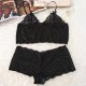 Two Piece Lingerie Set Women Lace See-Through - Black Two Piece Lingerie Set Women Lace See-Through - Black