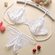 Women Lace Lingerie Nightwear Set - White