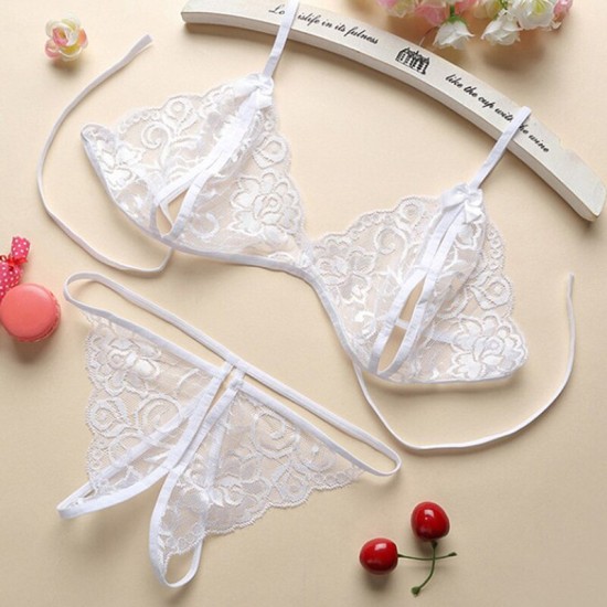 Women Lace Lingerie Nightwear Set - White Women Lace Lingerie Nightwear Set - White