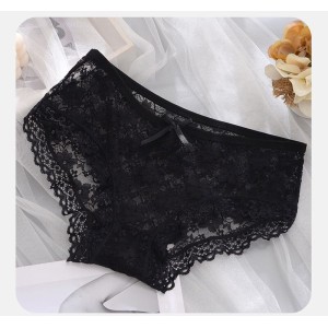 Women Lace Underwear Panties Cotton Comfort- Black Women Lace Underwear Panties Cotton Comfort- Black