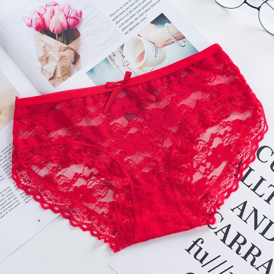 Women Lace Underwear Panties Cotton Comfort - Red Women Lace Underwear Panties Cotton Comfort - Red