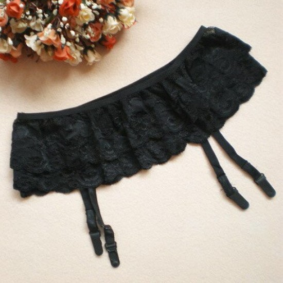 Fashion Women Lace Soft Top Thigh-High Panty - Black