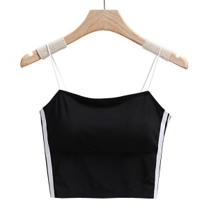 Women Cotton Thin Suspender Silk Seamless Tube Top - Black