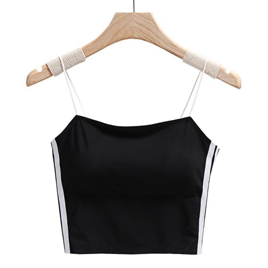 Women Cotton Thin Suspender Silk Seamless Tube Top - Black Women Cotton Thin Suspender Silk Seamless Tube Top - Black