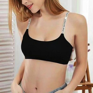 Seamless Bras Detachable Padded Sling Cotton - Black