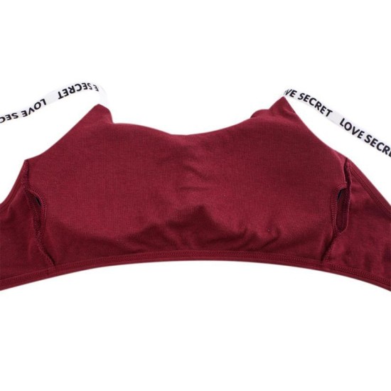 Seamless Bras Detachable Padded Sling Cotton - Wine Red
