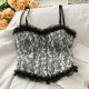 Flower Lace Stitching Zipper Camisole Design Top - Black