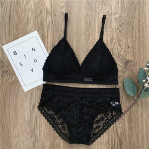Classy Lace Underwear Suit V-Neck Hollow Out - Black Classy Lace Underwear Suit V-Neck Hollow Out - Black