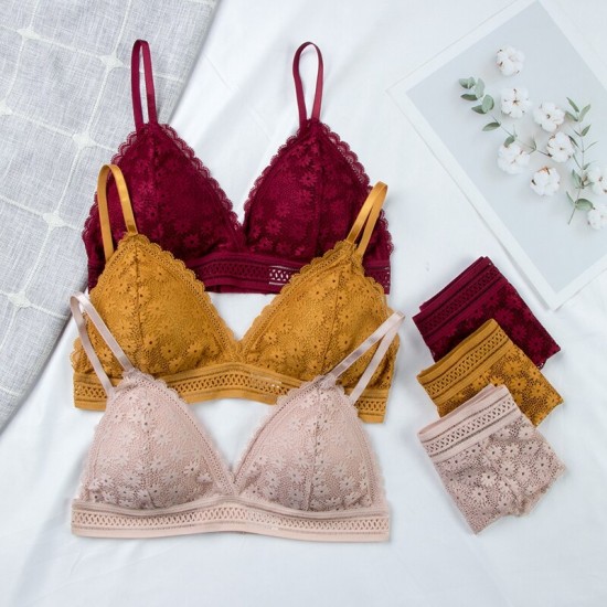 Classy Lace Underwear Suit V-Neck Hollow Out - Maroon Classy Lace Underwear Suit V-Neck Hollow Out - Maroon