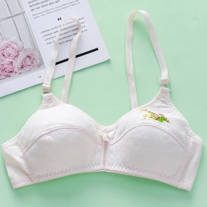 Cartoon Gather Women Rimless Bra Cotton Adjustable - Skin White Cartoon Gather Women Rimless Bra Cotton Adjustable - Skin White