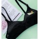 Cartoon Gather Women Rimless Bra Cotton Adjustable - Black