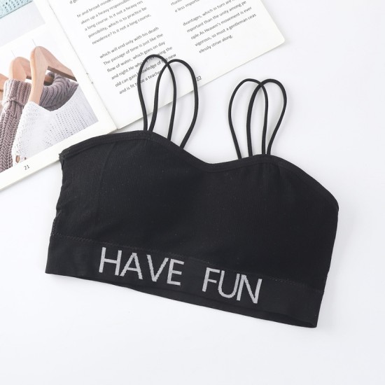 Seamless Girl Sling Beauty Back Wrap Chest Ladies Vest Bra - Black