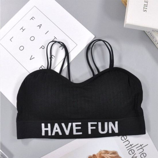 Seamless Girl Sling Beauty Back Wrap Chest Ladies Vest Bra - Black