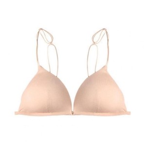 Triangle Cup Front Buckle Spaghetti Strap Bra - White Triangle Cup Front Buckle Spaghetti Strap Bra - White