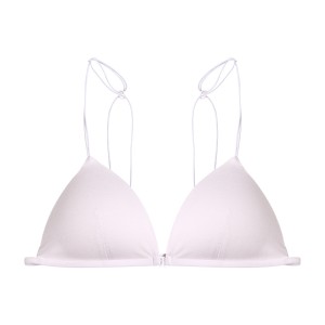 Triangle Cup Front Buckle Spaghetti Strap Bra - White