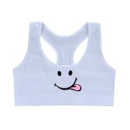 Women Sport Training Bra Cartoon Smiley - White