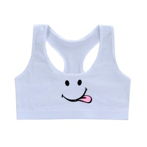 Women Sport Training Bra Cartoon Smiley - White Women Sport Training Bra Cartoon Smiley - White