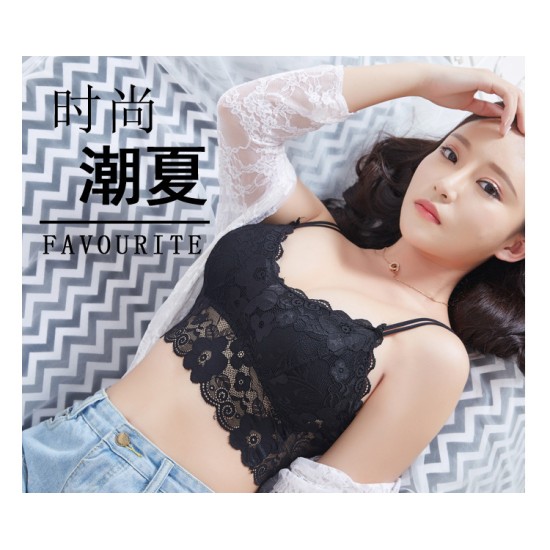 Cross-border supply lace beauty back  women Bra - Black