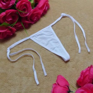 Erotic lingerie panties women lace-up - White