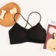 Push Up Soft Padded Seamless Backless Sports Bra - Black