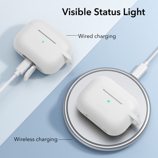 Silicone Cover Case For Apple Airpods Pro With Keychain - White