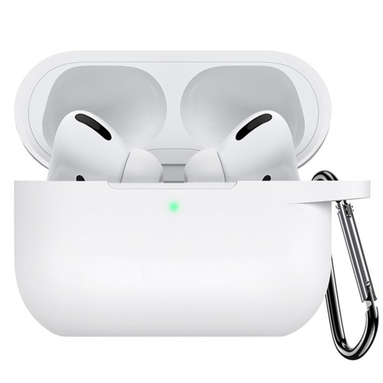 Silicone Cover Case For Apple Airpods Pro With Keychain - White