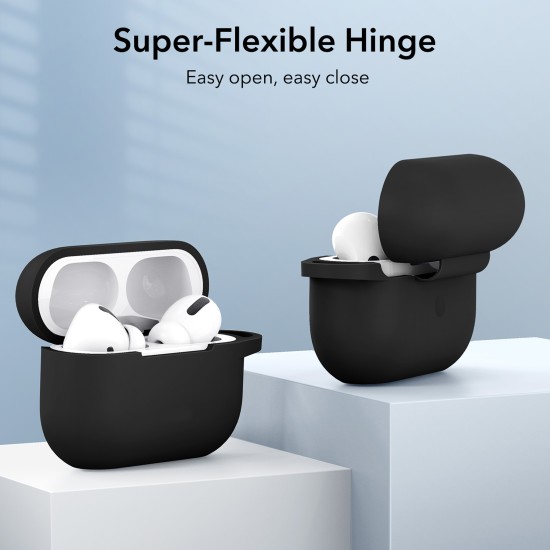 Silicone Cover Case For Apple Airpods Pro With Keychain - Black