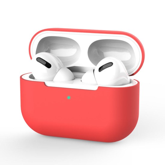 Silicone Cover Case For Apple Airpods Pro With Keychain - Red