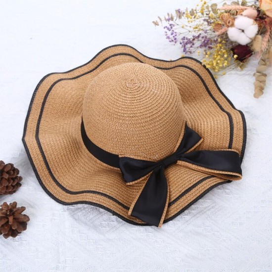 Large Brim Sun Protection Wave Edge Hat Beach Cap - Khaki